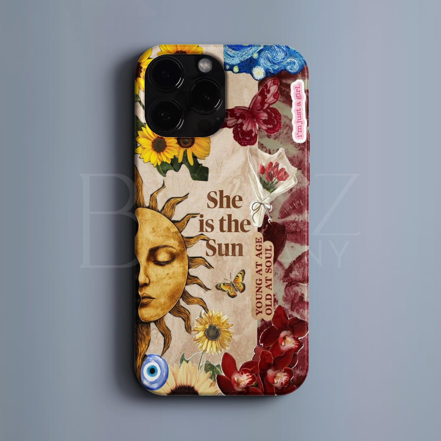BERNZ COMPANY "Güneş Kız Kolajı" Tasarım Telefon Kılıfı – Boho Ruhlar Serisi