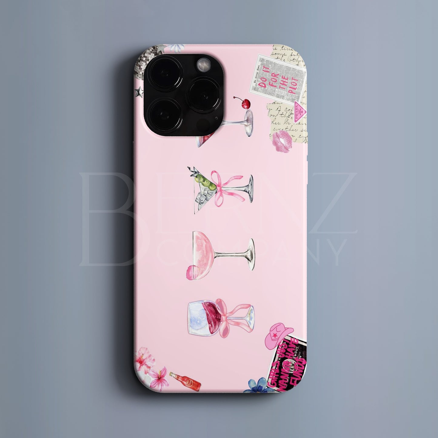 BERNZ COMPANY "Pembe Kokteyl Gecesi" Tasarım Telefon Kılıfı – Parti Vibes Serisi