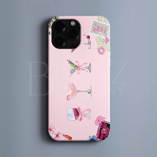 BERNZ COMPANY "Pembe Kokteyl Gecesi" Tasarım Telefon Kılıfı – Parti Vibes Serisi