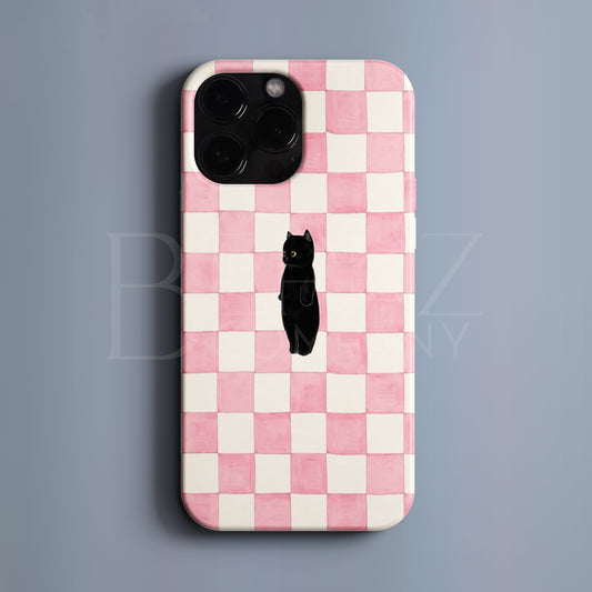 BERNZ COMPANY "Pembe Karo Kedi" Tasarım Telefon Kılıfı – Kawaii Kediler Serisi